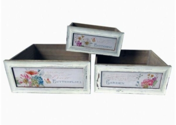 Artekko Enamet Πολύχρωμα Διακοσμητικά Ξύλινα Κουτιά Αποθήκευσης 3pcs