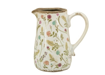 Artekko Aging Λευκό Κεραμικό Βάζο Κανάτα με Λουλούδια (16×11.5×18)cm