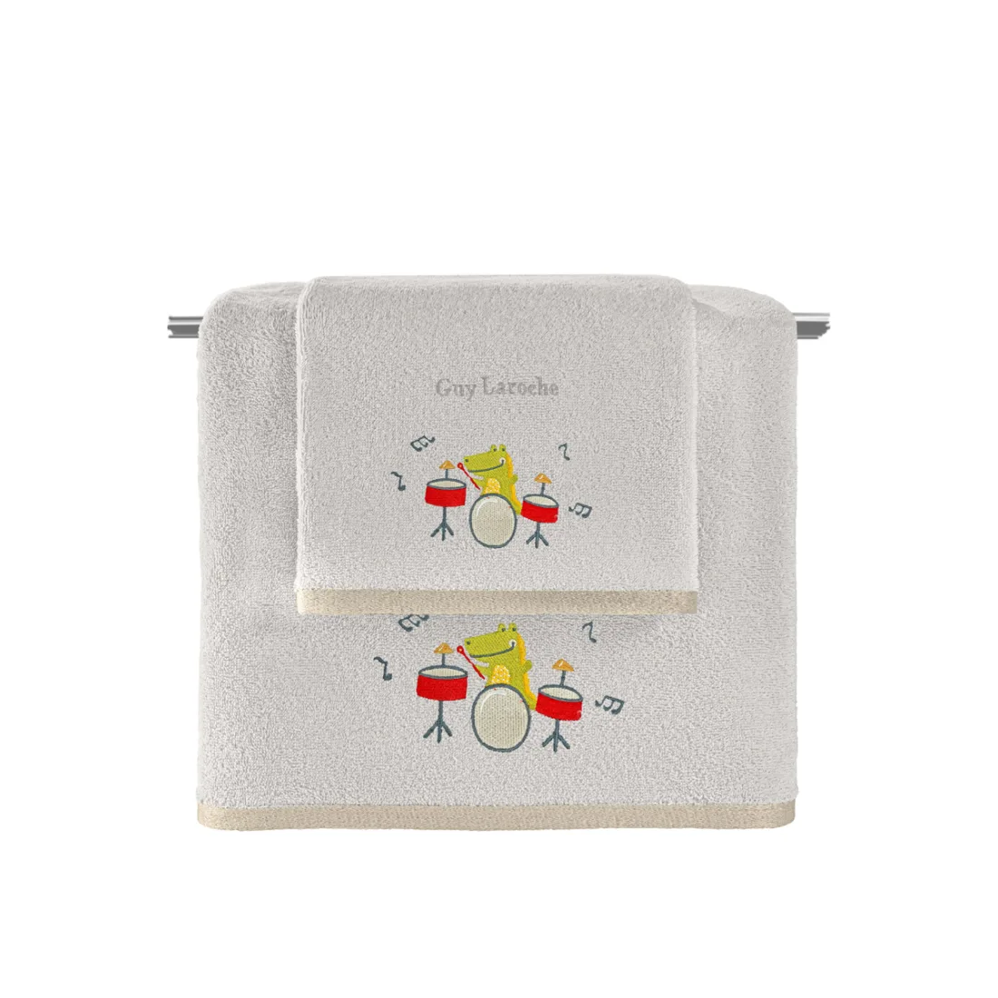 Σετ Βρεφικές Πετσέτες 2 Τεμαχίων Guy Laroche Bebe Band Natural-Silver 50x70,70x130
